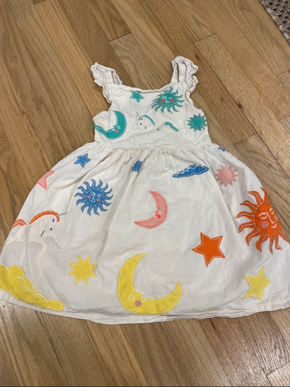 Mini Boden Embroidered Celestial Dress - Multicolor Stars & Moons